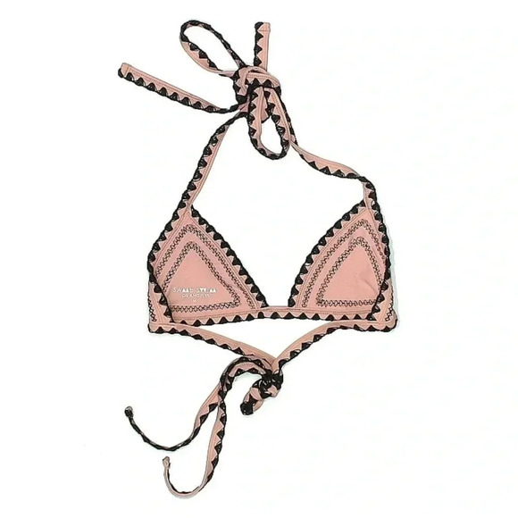 SAME Swim Catch String Bikini Top Rose & Black Size M Medium - Picture 3 of 5